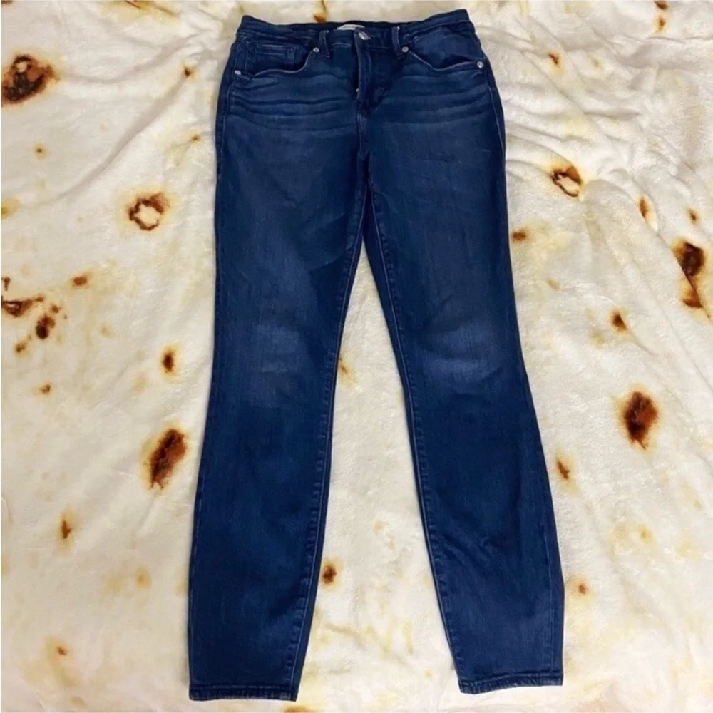 Good American High Rise Cropped Straight Leg Jeans Medium Wash Size 14/18